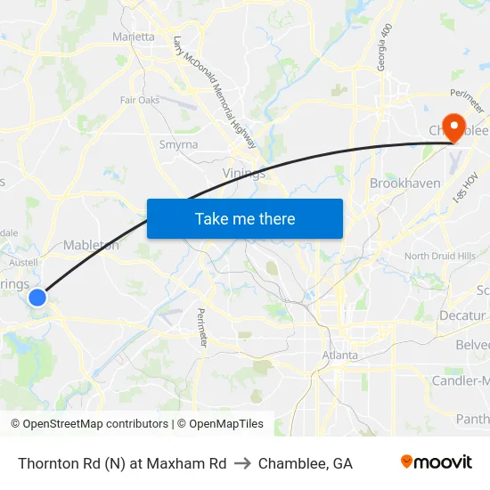 Thornton Rd (N) at Maxham Rd to Chamblee, GA map