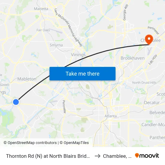 Thornton Rd (N) at North Blairs Bridge Rd to Chamblee, GA map