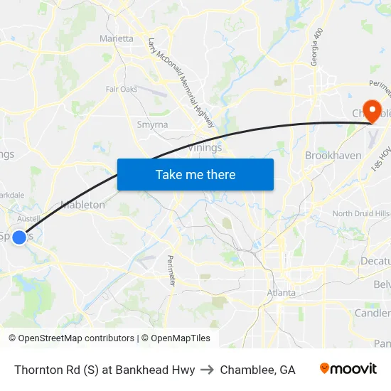 Thornton Rd (S) at Bankhead Hwy to Chamblee, GA map