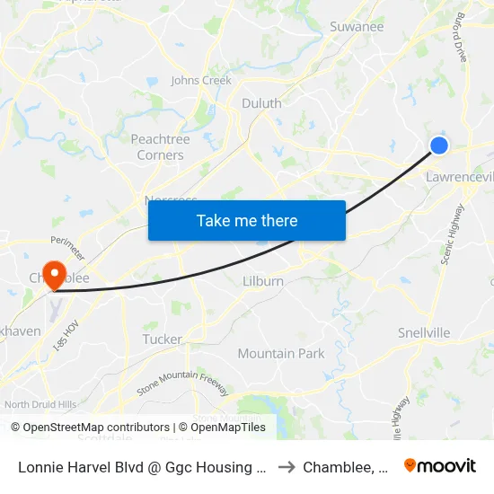 Lonnie Harvel Blvd @ Ggc Housing Ob to Chamblee, GA map