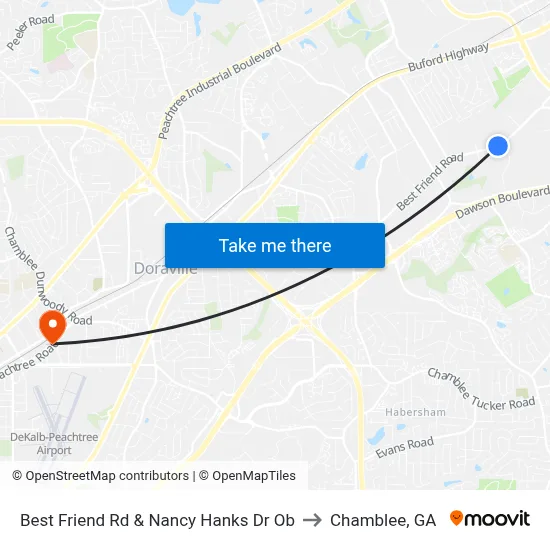 Best Friend Rd & Nancy Hanks Dr Ob to Chamblee, GA map