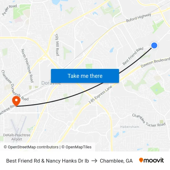 Best Friend Rd & Nancy Hanks Dr Ib to Chamblee, GA map