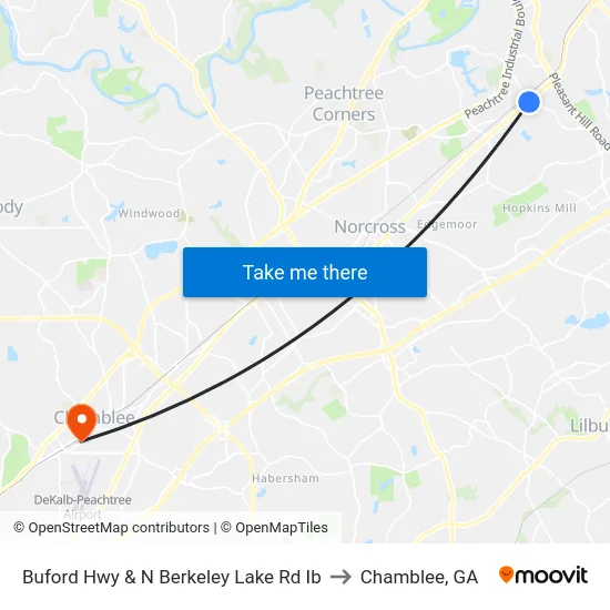 Buford Hwy & N Berkeley Lake Rd Ib to Chamblee, GA map