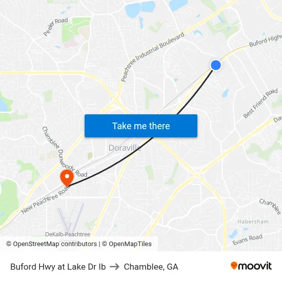 Buford Hwy at Lake Dr Ib to Chamblee, GA map