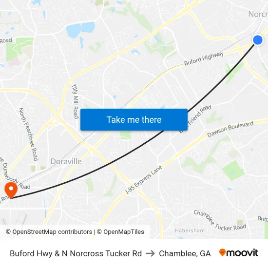 Buford Hwy & N Norcross Tucker Rd to Chamblee, GA map