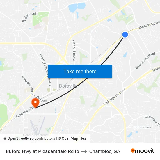 Buford Hwy at Pleasantdale Rd Ib to Chamblee, GA map