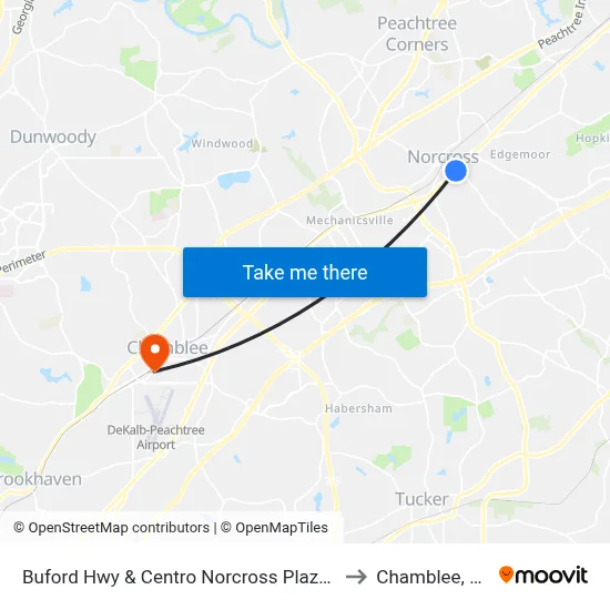 Buford Hwy & Centro Norcross Plaza Ib to Chamblee, GA map