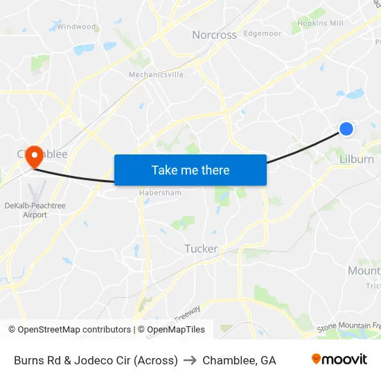 Burns Rd & Jodeco Cir (Across) to Chamblee, GA map