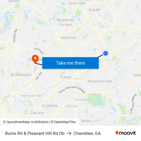 Burns Rd & Pleasant Hill Rd Ob to Chamblee, GA map