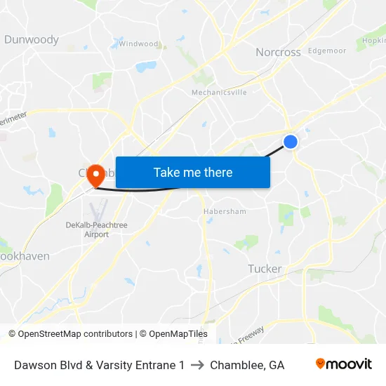 Dawson Blvd & Varsity Entrane 1 to Chamblee, GA map