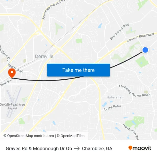 Graves Rd & Mcdonough Dr Ob to Chamblee, GA map