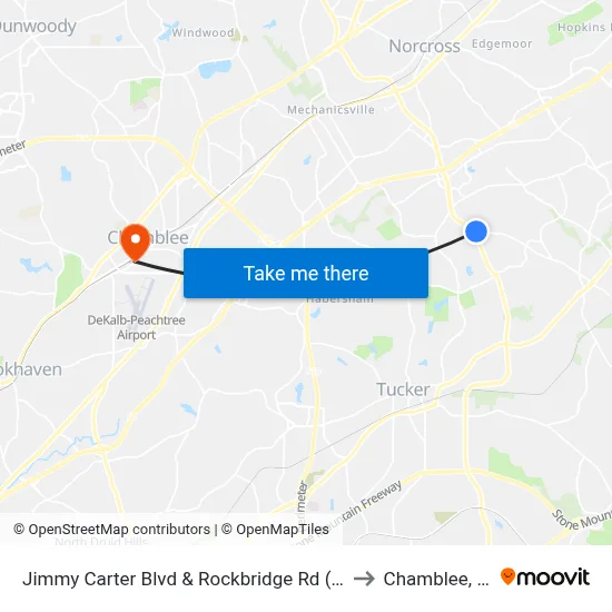 Jimmy Carter Blvd & Rockbridge Rd (Ihop) to Chamblee, GA map