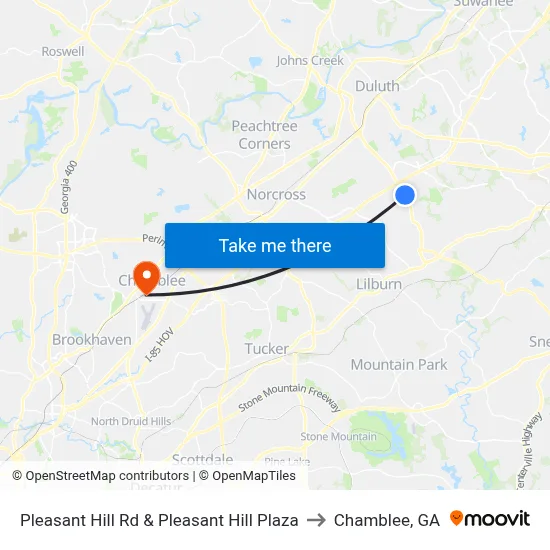 Pleasant Hill Rd & Pleasant Hill Plaza to Chamblee, GA map