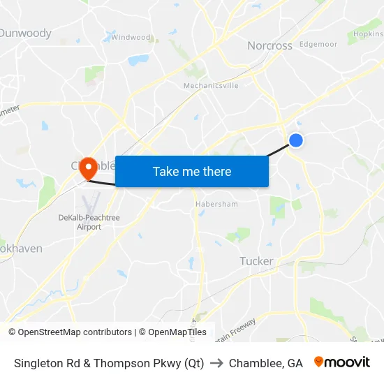Singleton Rd & Thompson Pkwy (Qt) to Chamblee, GA map