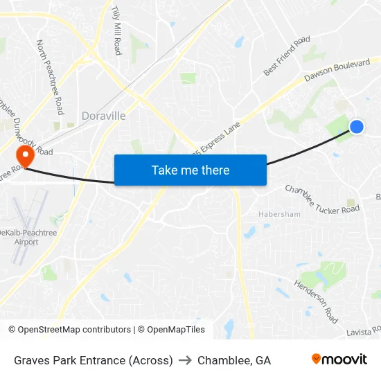 Graves Park Entrance (Across) to Chamblee, GA map