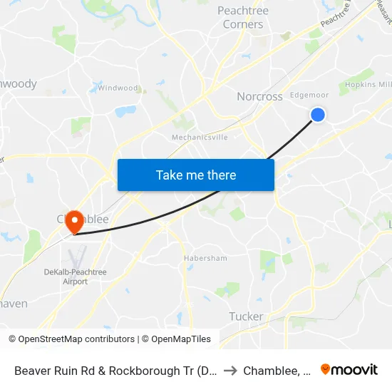 Beaver Ruin Rd & Rockborough Tr (Dmv) to Chamblee, GA map