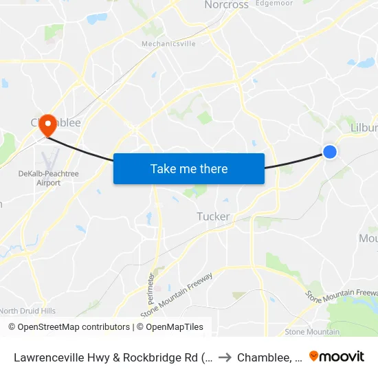 Lawrenceville Hwy & Rockbridge Rd (Citgo to Chamblee, GA map