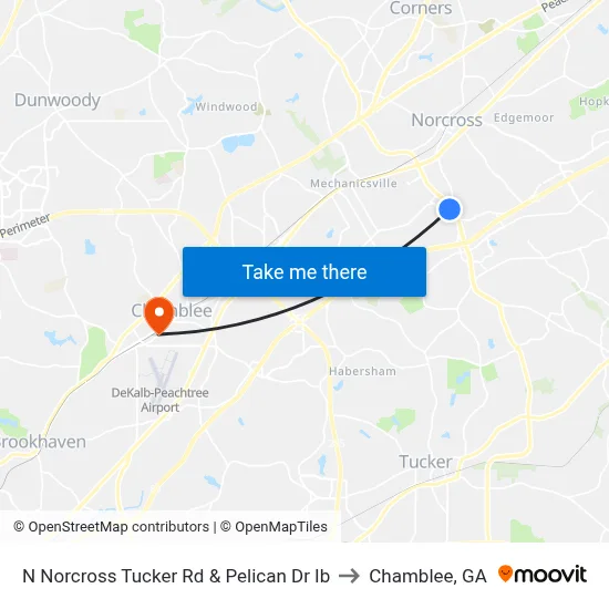 N Norcross Tucker Rd & Pelican Dr Ib to Chamblee, GA map