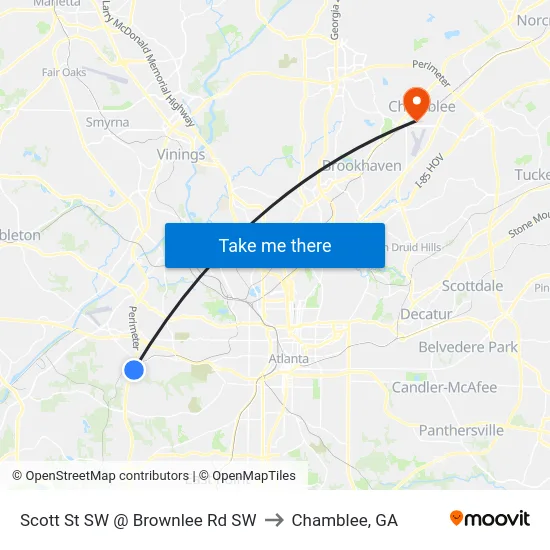 Scott St SW @ Brownlee Rd SW to Chamblee, GA map