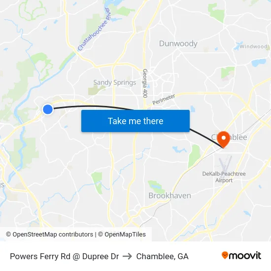 Powers Ferry Rd @ Dupree Dr to Chamblee, GA map