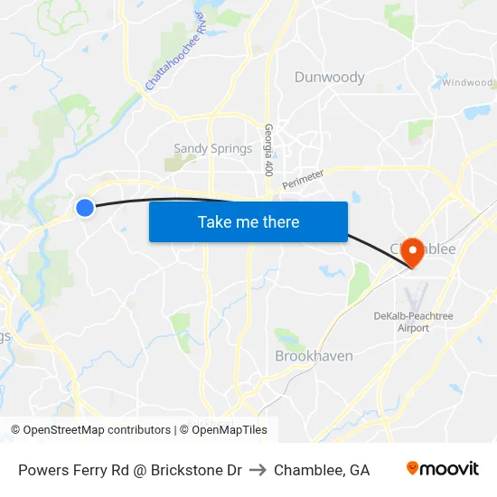 Powers Ferry Rd @ Brickstone Dr to Chamblee, GA map