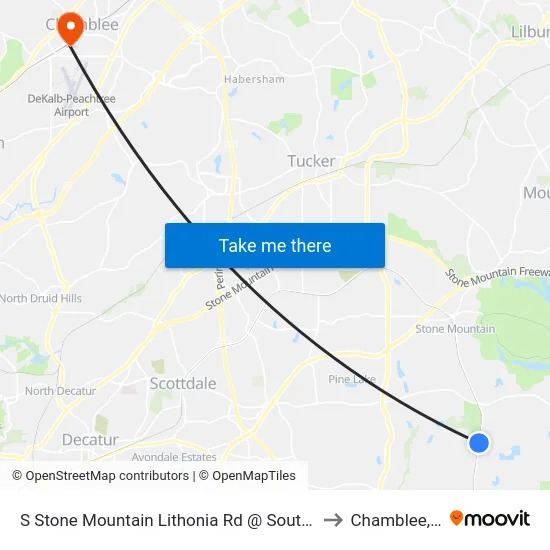 S Stone Mountain Lithonia Rd @ Southland Dr to Chamblee, GA map