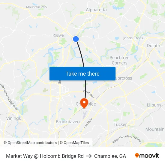 Market Way @ Holcomb Bridge Rd to Chamblee, GA map