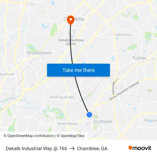 Dekalb Industrial Way @ 766 to Chamblee, GA map