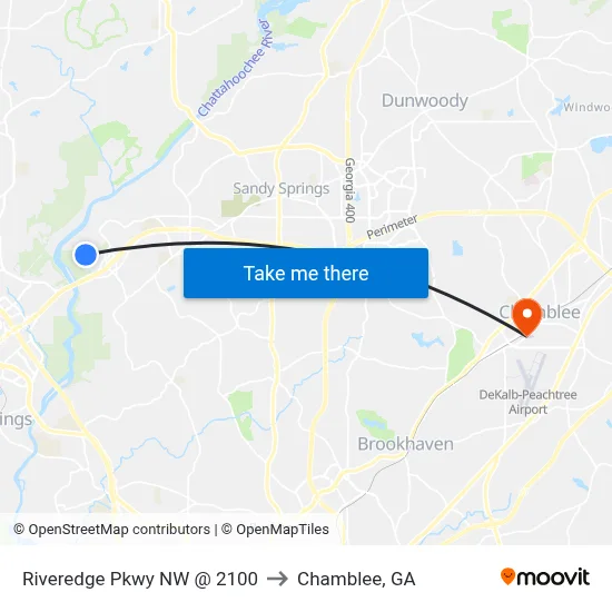 Riveredge Pkwy NW @ 2100 to Chamblee, GA map