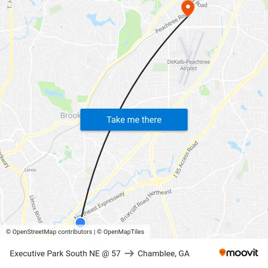 Executive Park South NE @ 57 to Chamblee, GA map