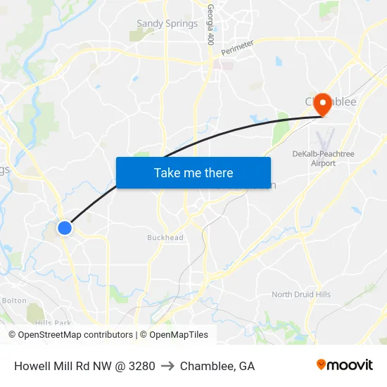 Howell Mill Rd NW @ 3280 to Chamblee, GA map