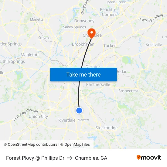 Forest Pkwy @ Phillips Dr to Chamblee, GA map