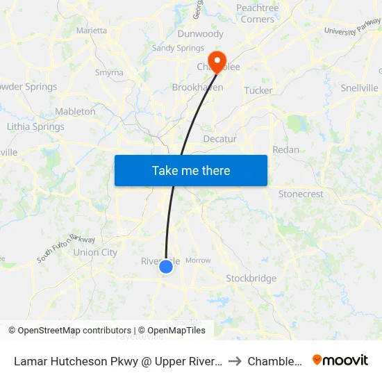 Lamar Hutcheson Pkwy @ Upper Riverdale Rd SW to Chamblee, GA map