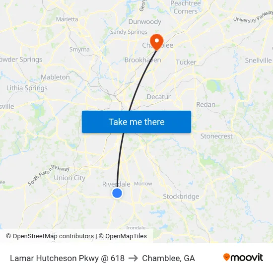 Lamar Hutcheson Pkwy @ 618 to Chamblee, GA map