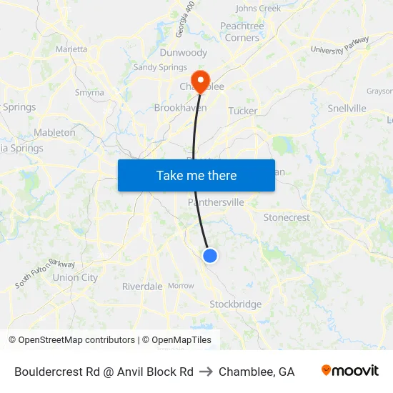 Bouldercrest Rd @ Anvil Block Rd to Chamblee, GA map