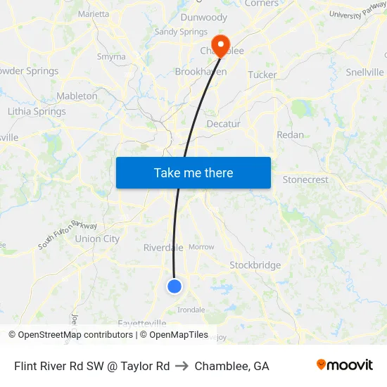 Flint River Rd SW @ Taylor Rd to Chamblee, GA map