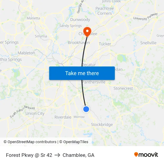 Forest Pkwy @ Sr 42 to Chamblee, GA map