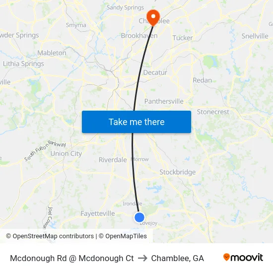 Mcdonough Rd @ Mcdonough Ct to Chamblee, GA map