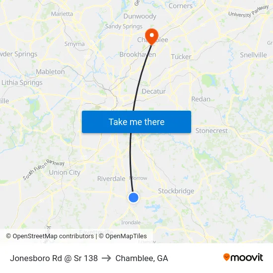 Jonesboro Rd @ Sr 138 to Chamblee, GA map