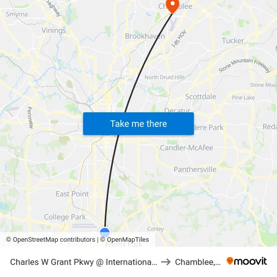 Charles W Grant Pkwy @ International Pkwy to Chamblee, GA map