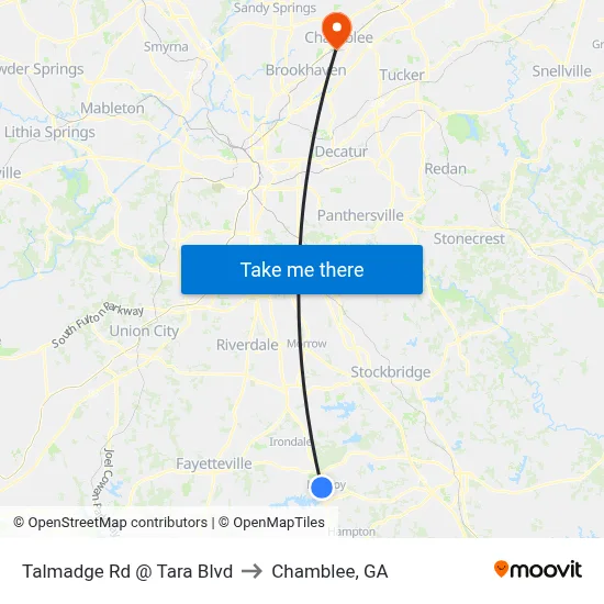 Talmadge Rd @ Tara Blvd to Chamblee, GA map