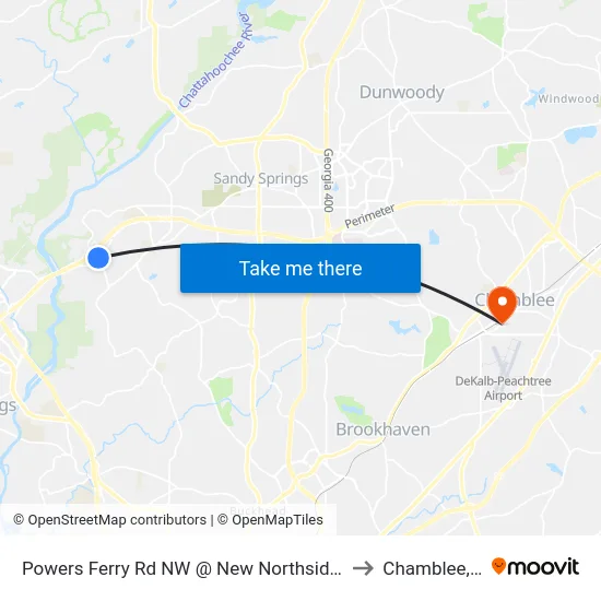 Powers Ferry Rd NW @ New Northside Dr NW to Chamblee, GA map