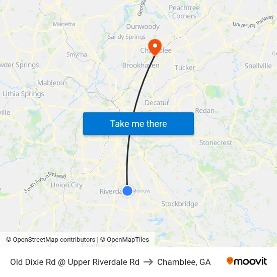 Old Dixie Rd @ Upper Riverdale Rd to Chamblee, GA map