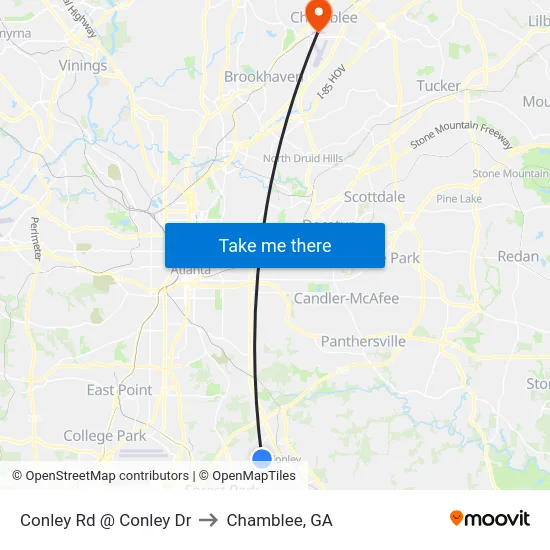 Conley Rd @ Conley Dr to Chamblee, GA map
