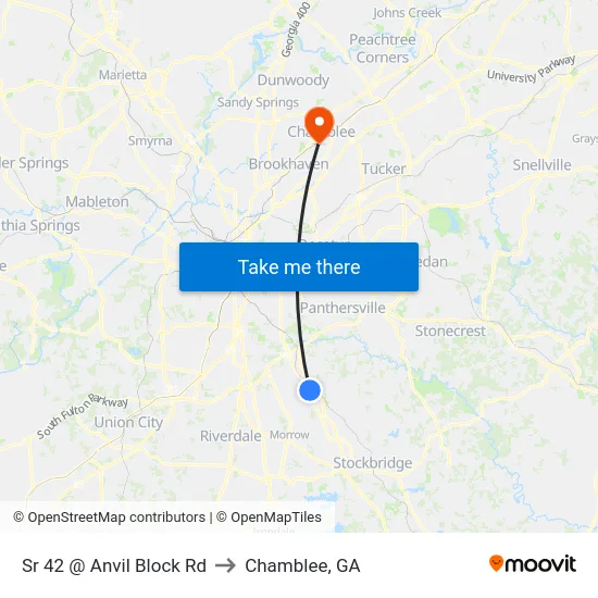 Sr 42 @ Anvil Block Rd to Chamblee, GA map