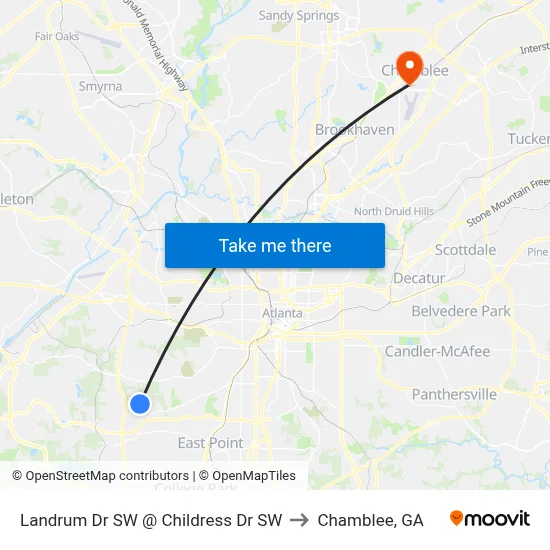 Landrum Dr SW @ Childress Dr SW to Chamblee, GA map