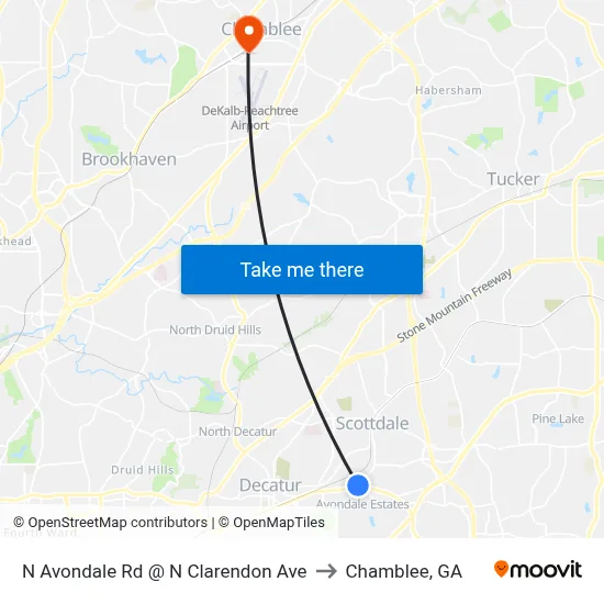 N Avondale Rd @ N Clarendon Ave to Chamblee, GA map