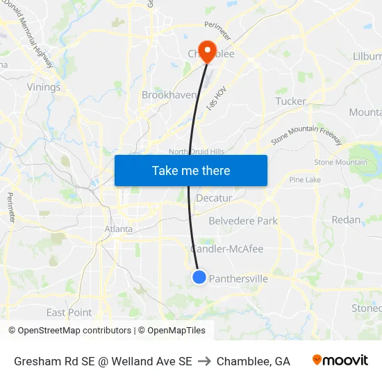 Gresham Rd SE @ Welland Ave SE to Chamblee, GA map