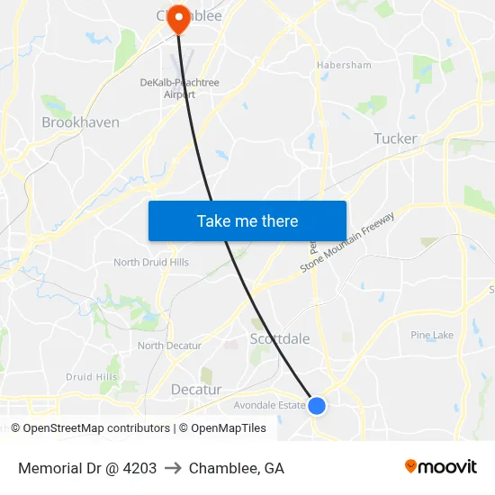 Memorial Dr @ 4203 to Chamblee, GA map