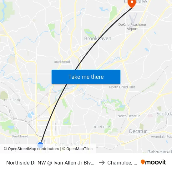 Northside Dr NW @ Ivan Allen Jr Blvd NW to Chamblee, GA map